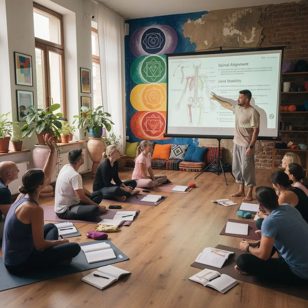 Książki i materiały szkoleniowe dotyczące nauczania jogi.